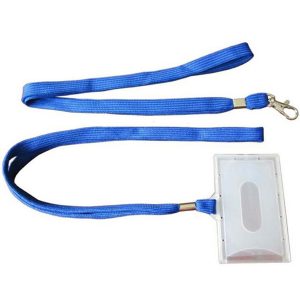 L Blue Tubular Fabric Safety Breakaway Neck Lanyard with ID Card Badge Holder